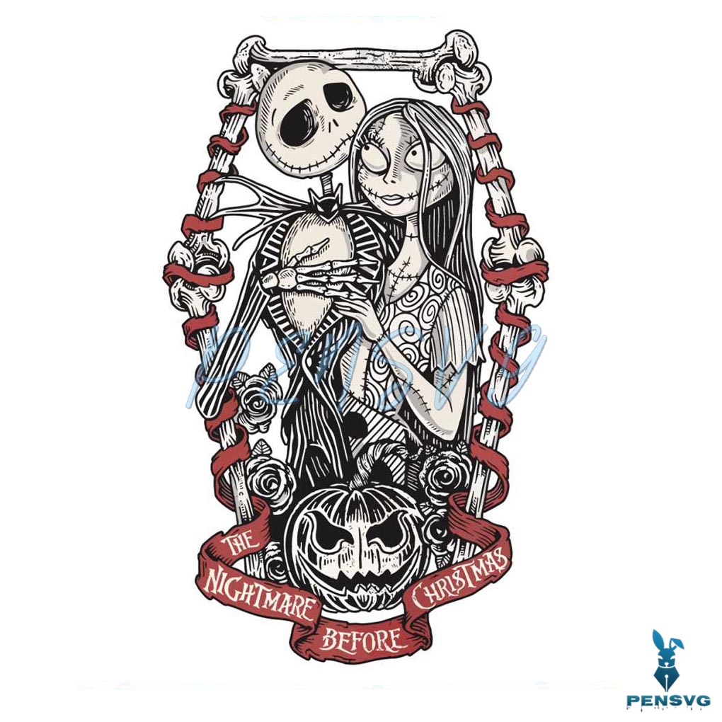 Vintage The Nightmare Before Christmas Jack and Sally SVG