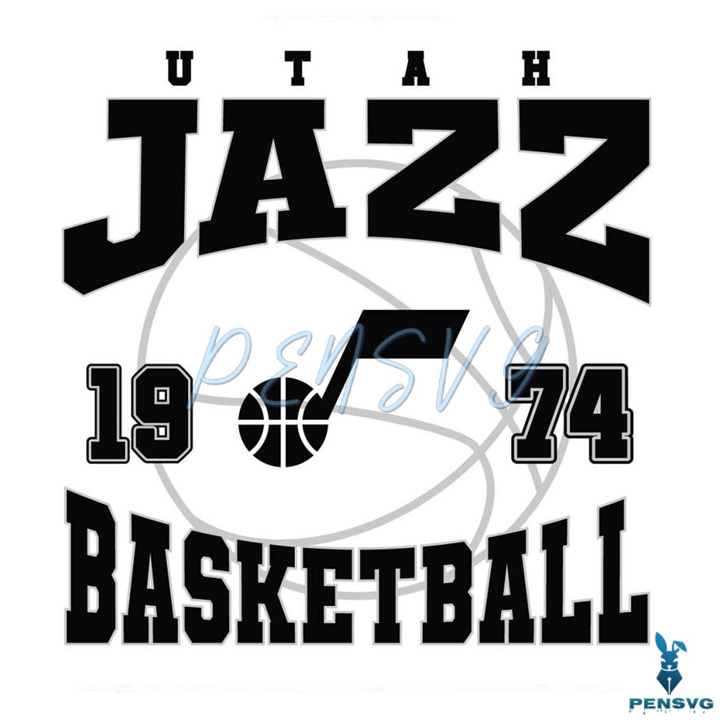 Vintage Utah Jazz 1974 Basketball SVG