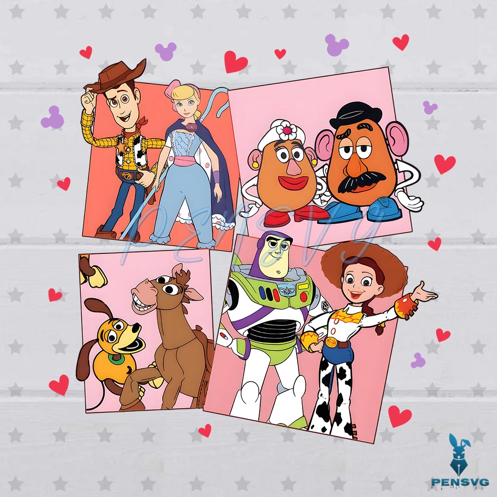 Vintage Valentine Toy Story Characters PNG
