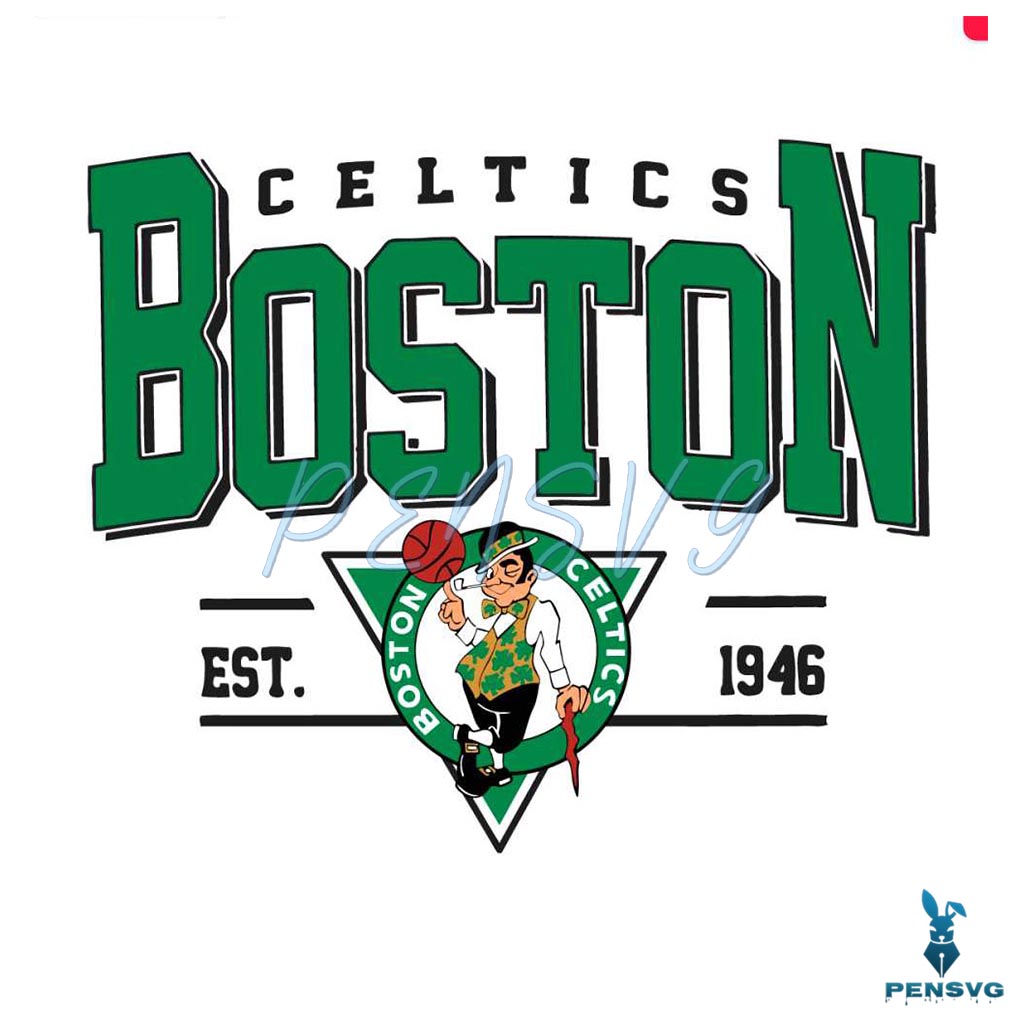 Vinte Boston Celtics Est 1946 Basketball Logo Team SVG