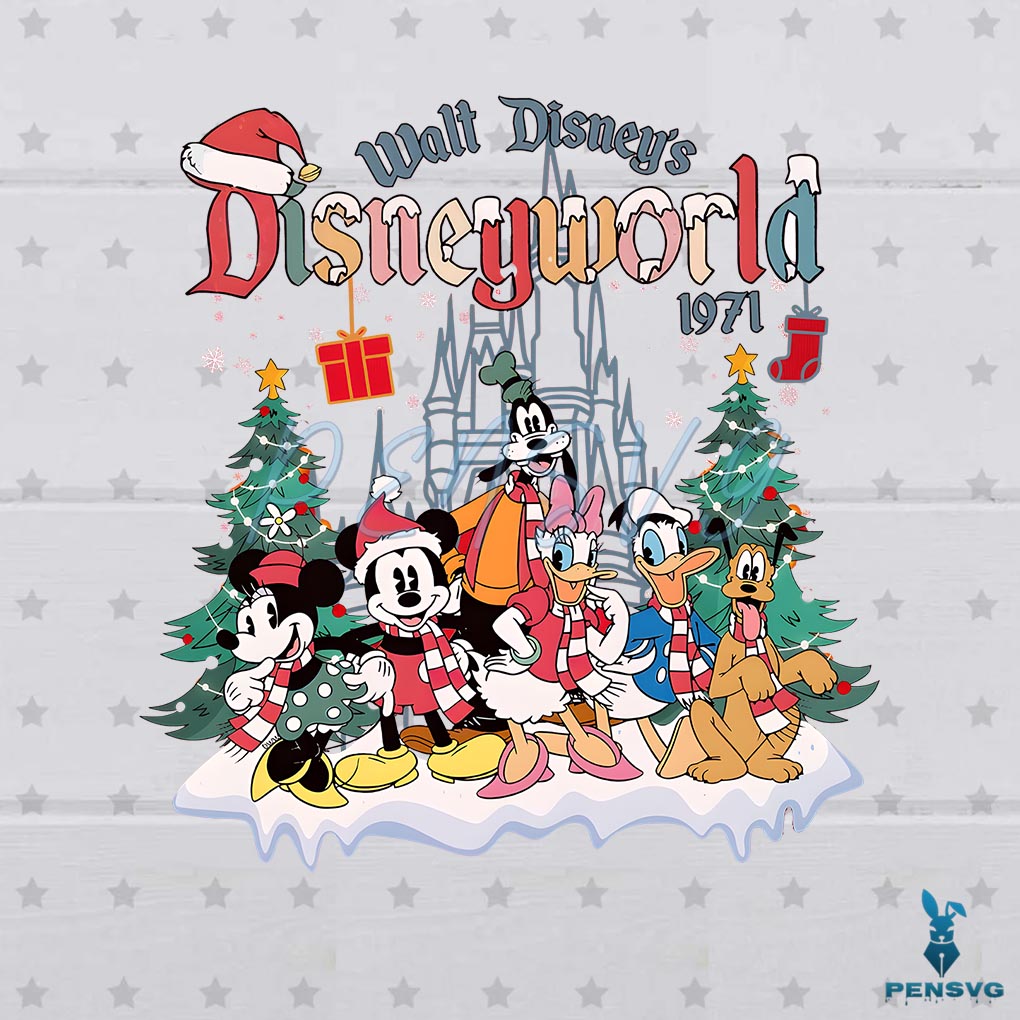 Walt Disney Disneyworld Christmas Mickey And Friend PNG