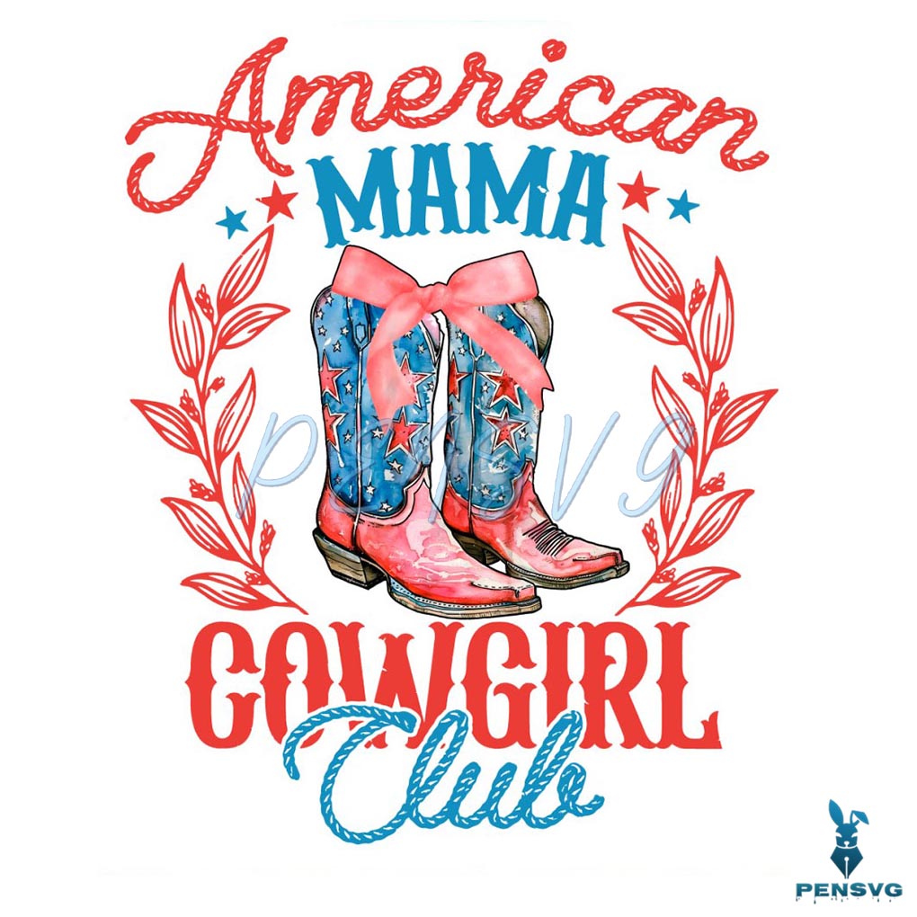 Western American Mama Cowgirl Club 4th Of July PNG