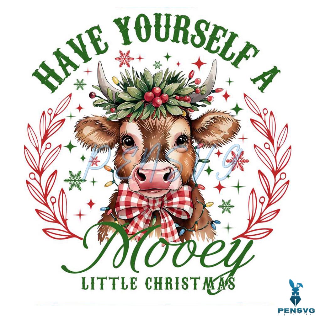 Western Christmas Highland Cow Have Yourself A Mooey Png