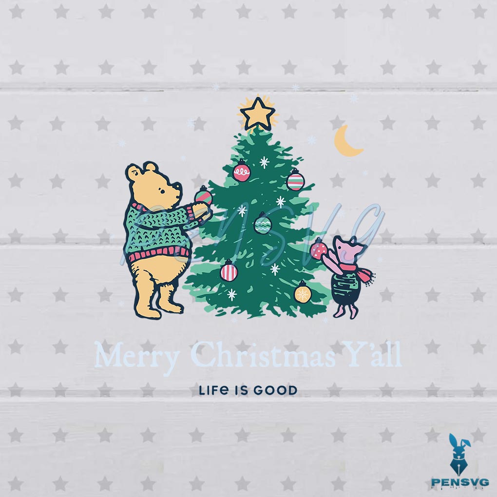 Winnie Merry Christmas Y'all Svg Graphic Designs Files