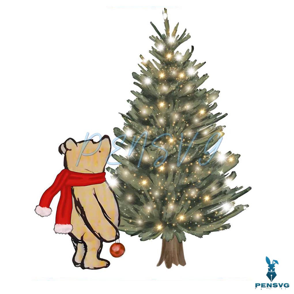 Winnie The Pooh And Christmas Tree PNG Download File