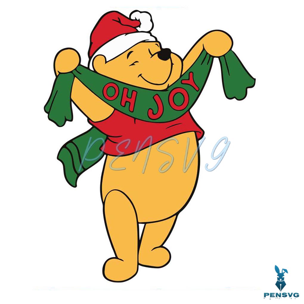 Winnie The Pooh Christmas Oh Joy SVG Cutting Digital File