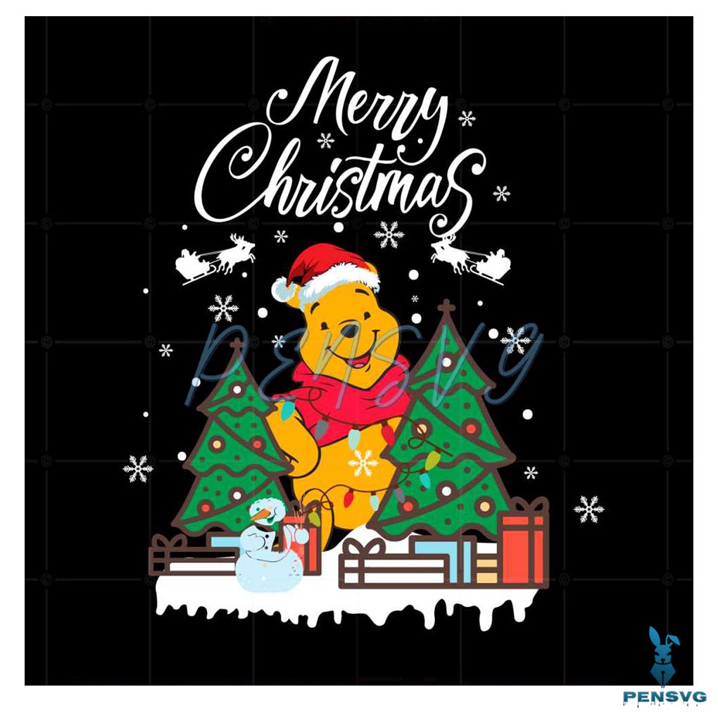 Winnie The Pooh Christmas Svg Files For Cricut Sublimation Files