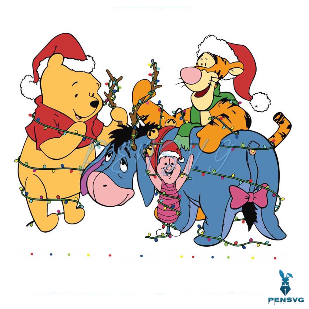 Winnie The Pooh Friends Christmas Lights SVG