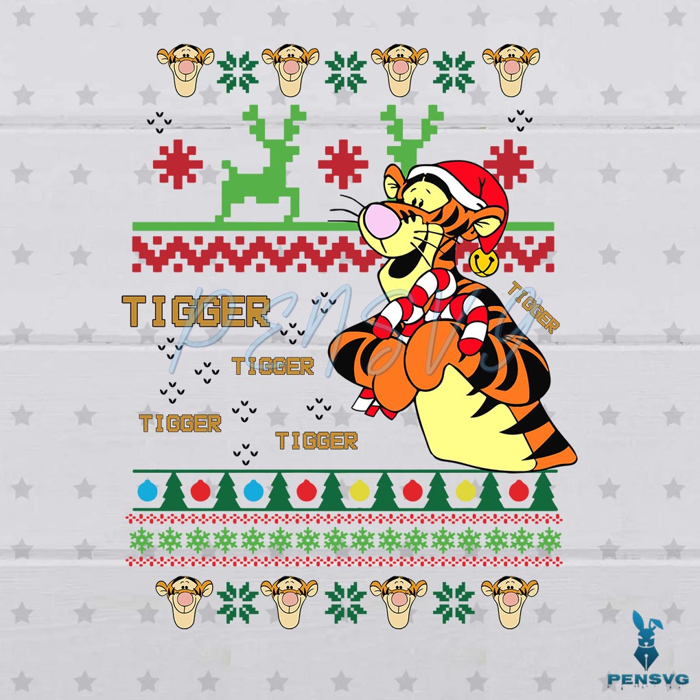 Winnie The Pooh Tigger Ugly Christmas SVG Download File