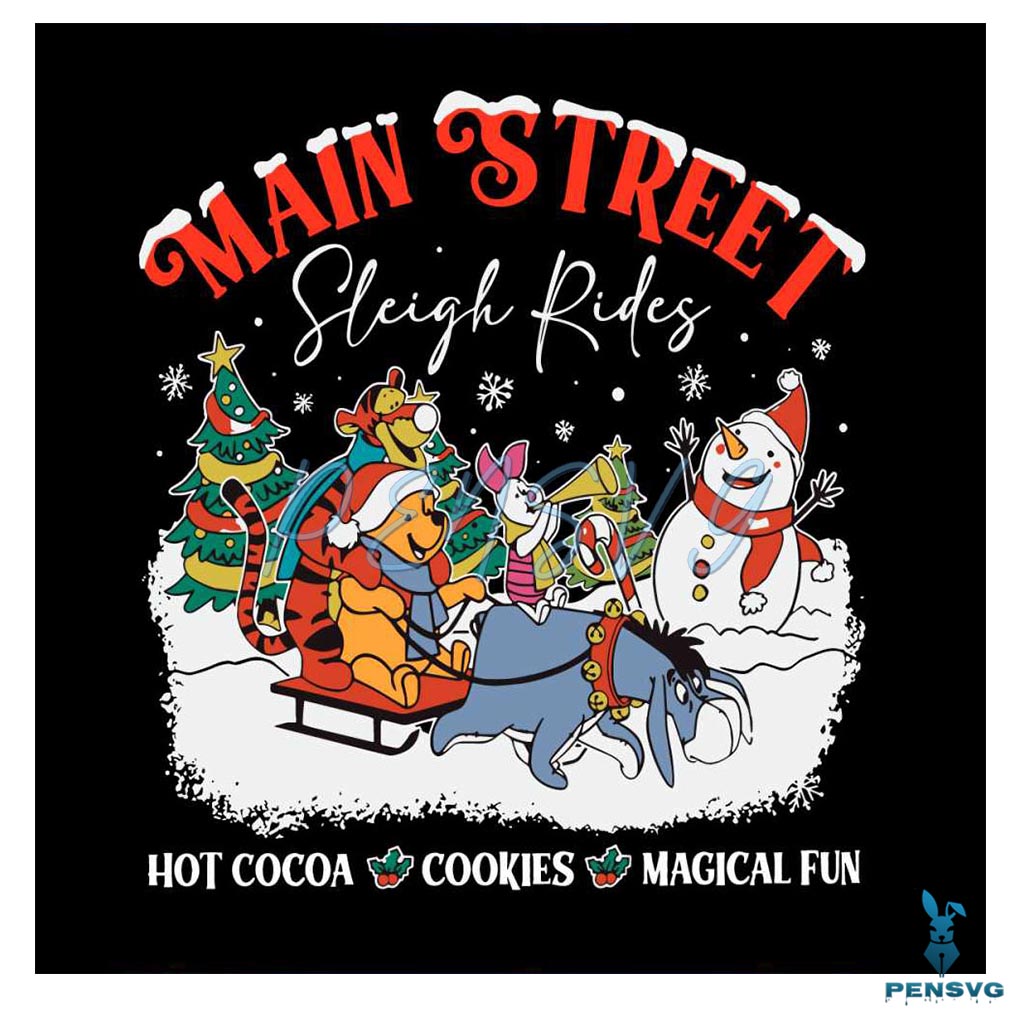 Winnie the Pooh Main Street Sleigh Rides Christmas SVG File