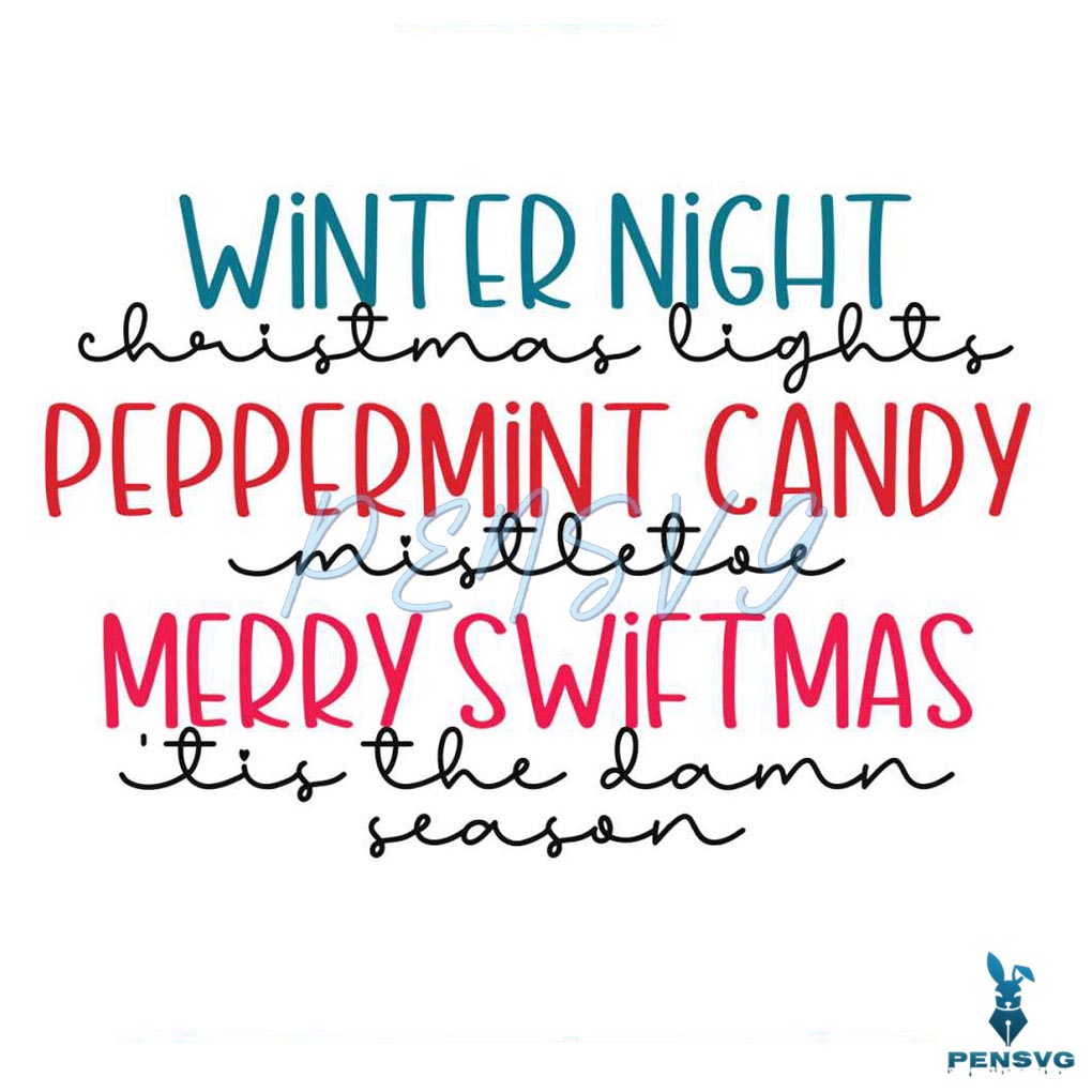 Winter Night Christmas Lights Peppermint Candy SVG File