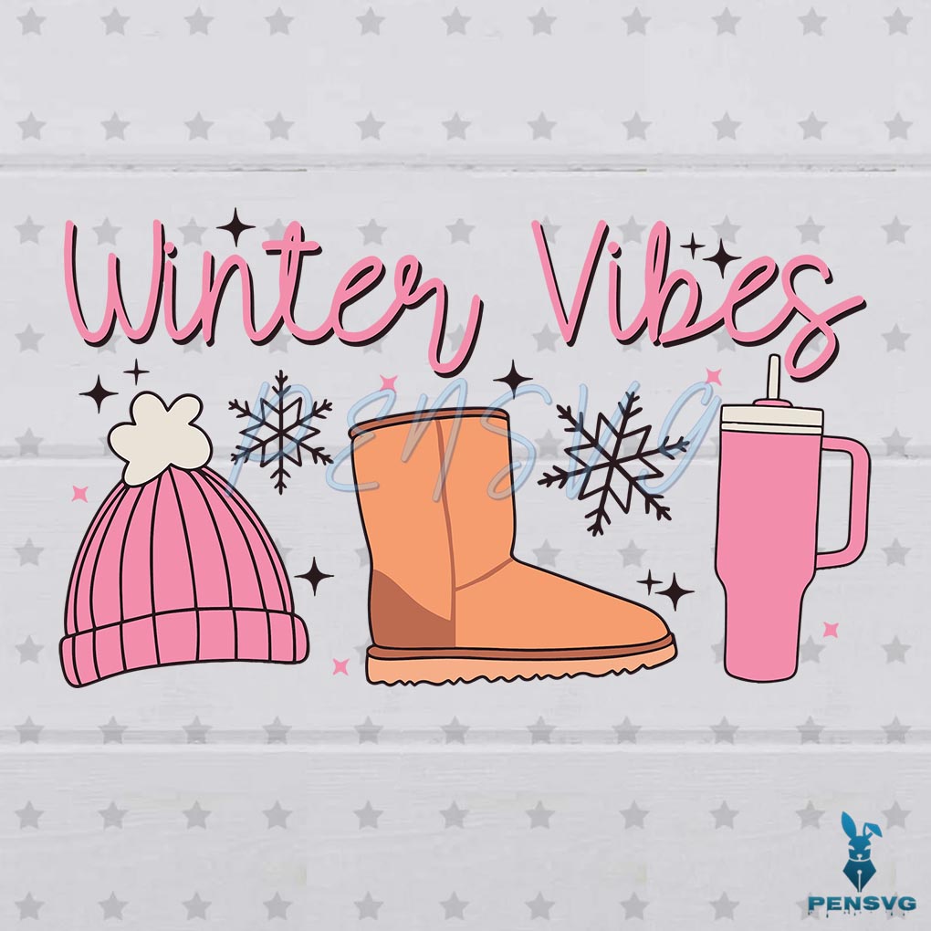 Winter Vibes Beanie Boots Tumbler SVG