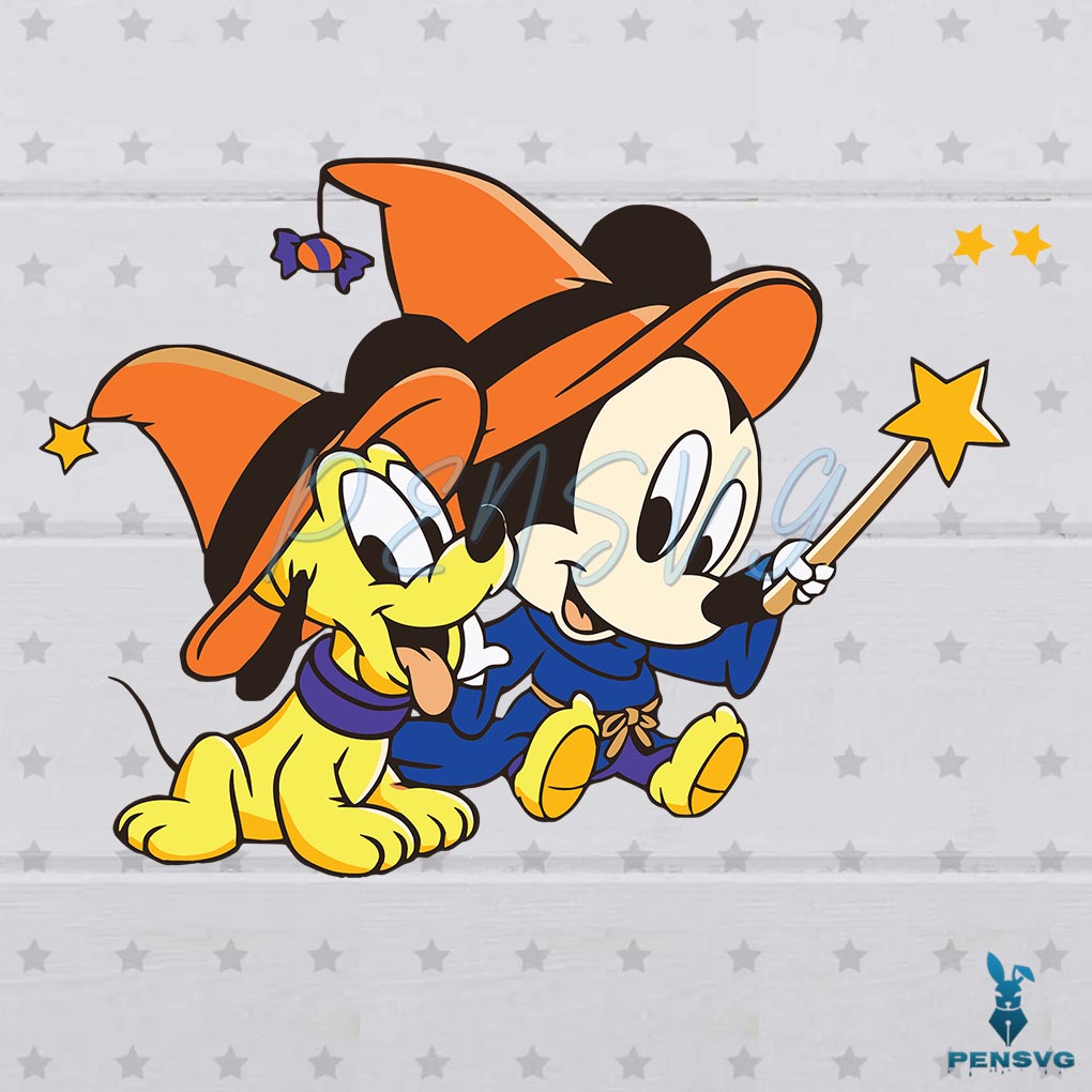 Witch Mickey And Pluto SVG Halloween Disney Graphic Design Cutting File