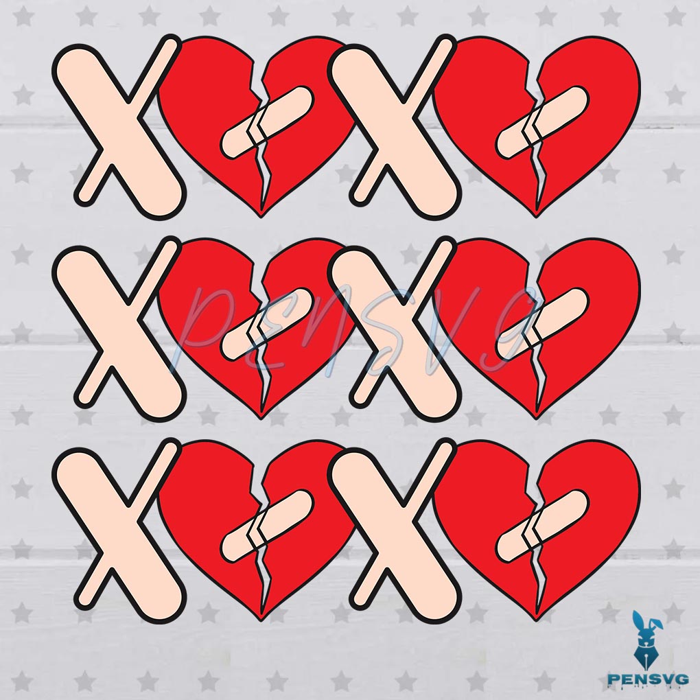 Xoxo Valentine Design Svg, Broken Heart Svg, Love Svg, Valentine Day