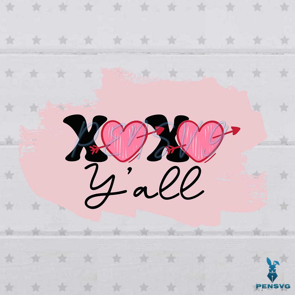 Xoxo Y'all Svg Digital File, XOXO Svg, Valentine Svg, Love Svg, Heart Svg