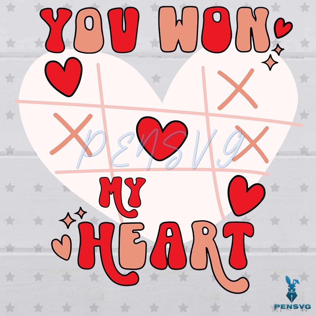 You Won My Heart Valentine XOXO Svg Digital File