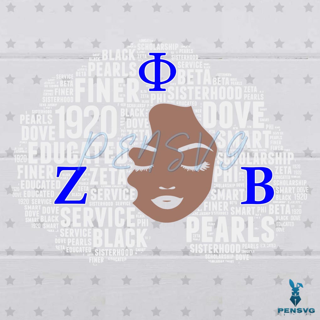 Zeta-1920 Afro Natural Hair Phi-Beta Words Svg Digital File